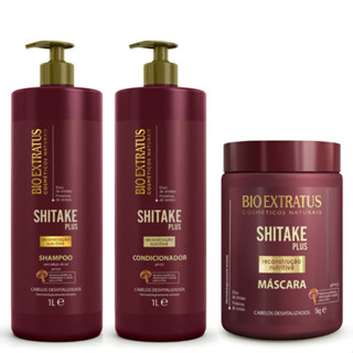 Kit Shampoo, Condicionador e Máscara Shitake Bio Extratus - 1L Reconstrução Nutritiva