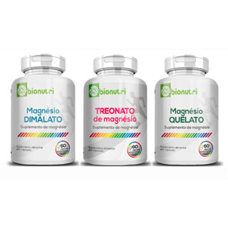 Kit Magnésio Dimalato + Treonato de Magnésio + Magnésio Quelato 60 Cápsulas Bionutri