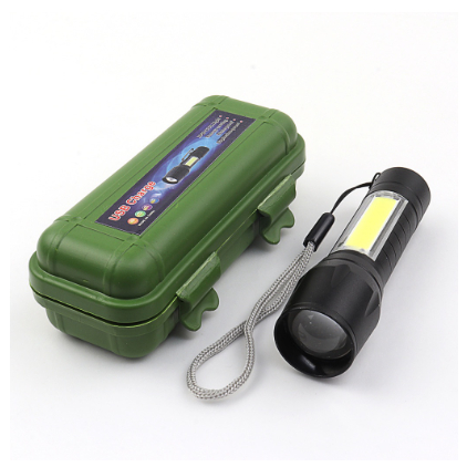 Mini Lanterna Tática Com Led E Zoom Recarregável USB 3 Modos Camping