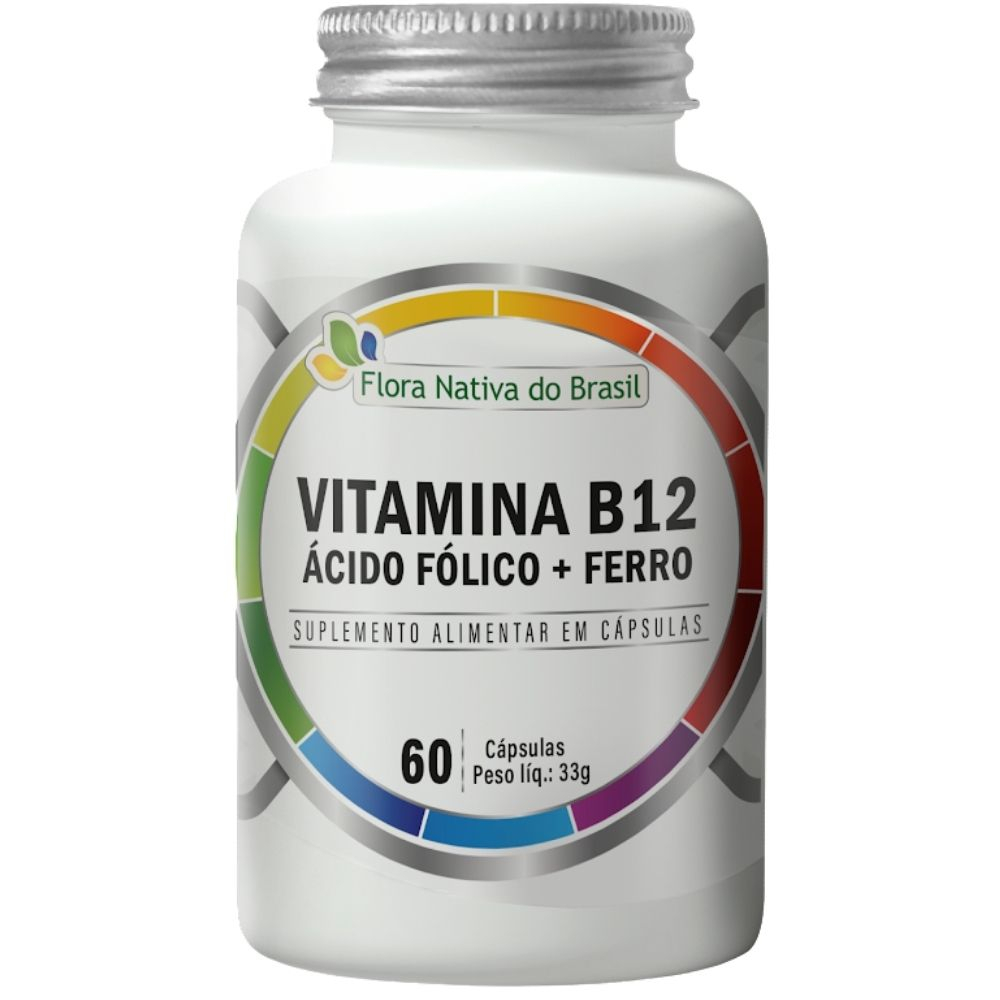 Ferro + Ácido Fólico + B12 (Metilcobalamina) 60 cápsulas - Flora Nativa em Oferta na Shopee