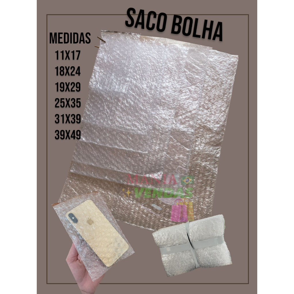 15 Unidades Saco Bolha Diversas Medidas Plastico Bolha para Envelopes de Envios Proteção