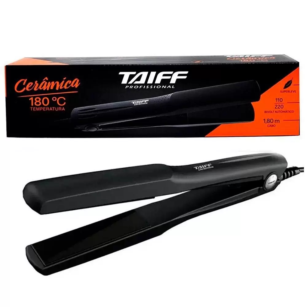 Chapinha Prancha De Cabelo Taiff Clássica Cerâmica 180º Preta bivolt