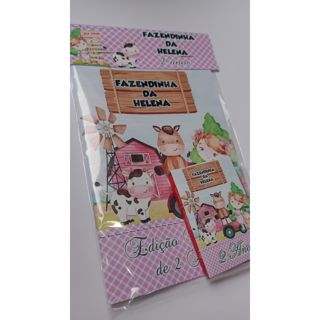 MINI Kit colorir pintar personalizado fazendinha aquarela rosa  com menina ou menino na capa -  fazemos todos os temas lembrancinha festa