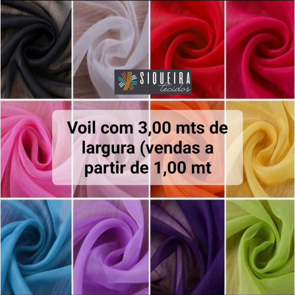 Tecido Voil Liso (VENDA A PARTIR DE 1,00 MT X 3,00 MTS LARG)Perfeito para cortinas decorar em geral. em Oferta na Shopee