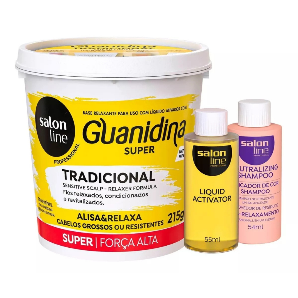 Creme Relaxante Guanidina Tradicional Alisa e Relaxa Super Forte 215g Salon Line em Oferta na Shopee