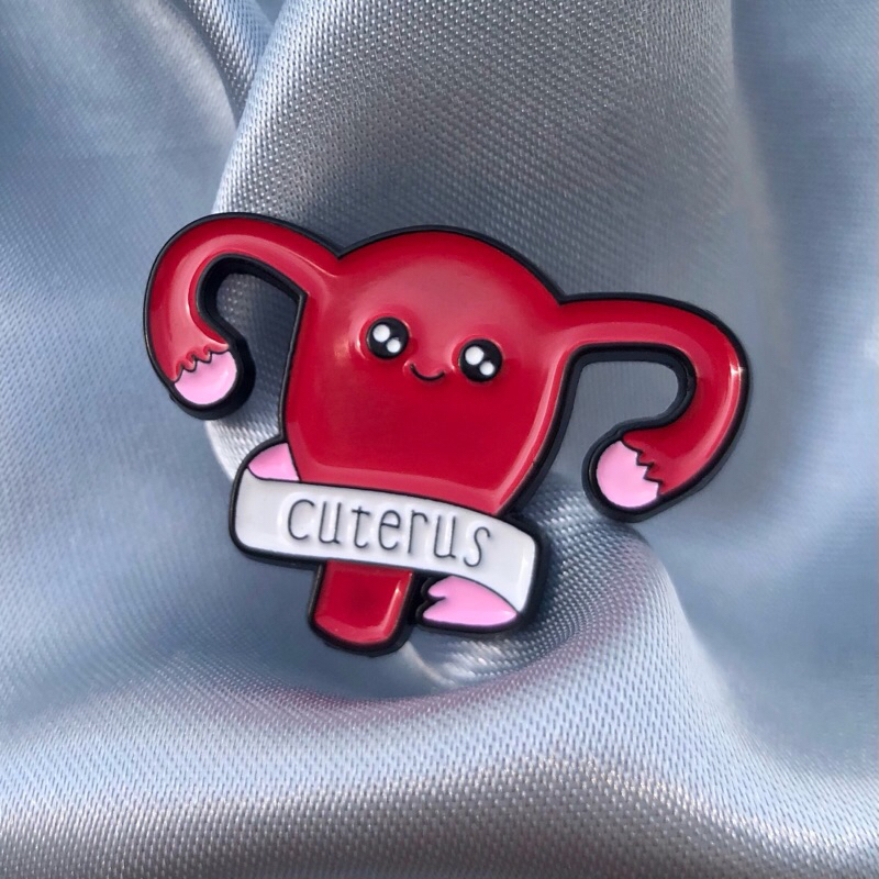 Pin Útero Fofo "Cuterus" | Broche pins de lapela vermelho esmaltado feminista coletor menstrual