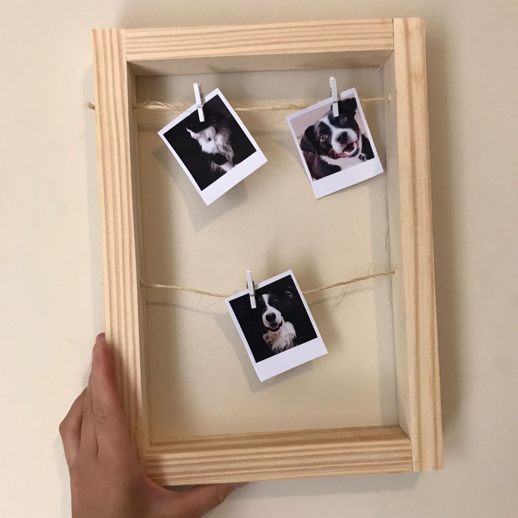 Quadro decorativo  / porta retrato /  Varal de sisal para fotos e polaroid e decoração casa 25x17 2 cordas
