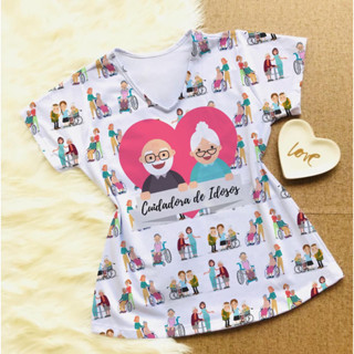 Camisetas T-shirt Cuidadora de idosos feminina