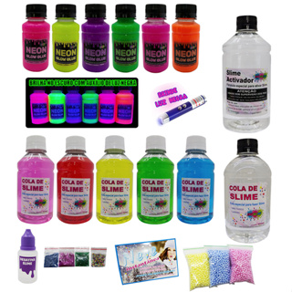 KIT SLIME COM COLAS NEON E CLEAR COLOR LANTERNA DESATIVADOR GLITER ESTRELINHA em Oferta na Shopee