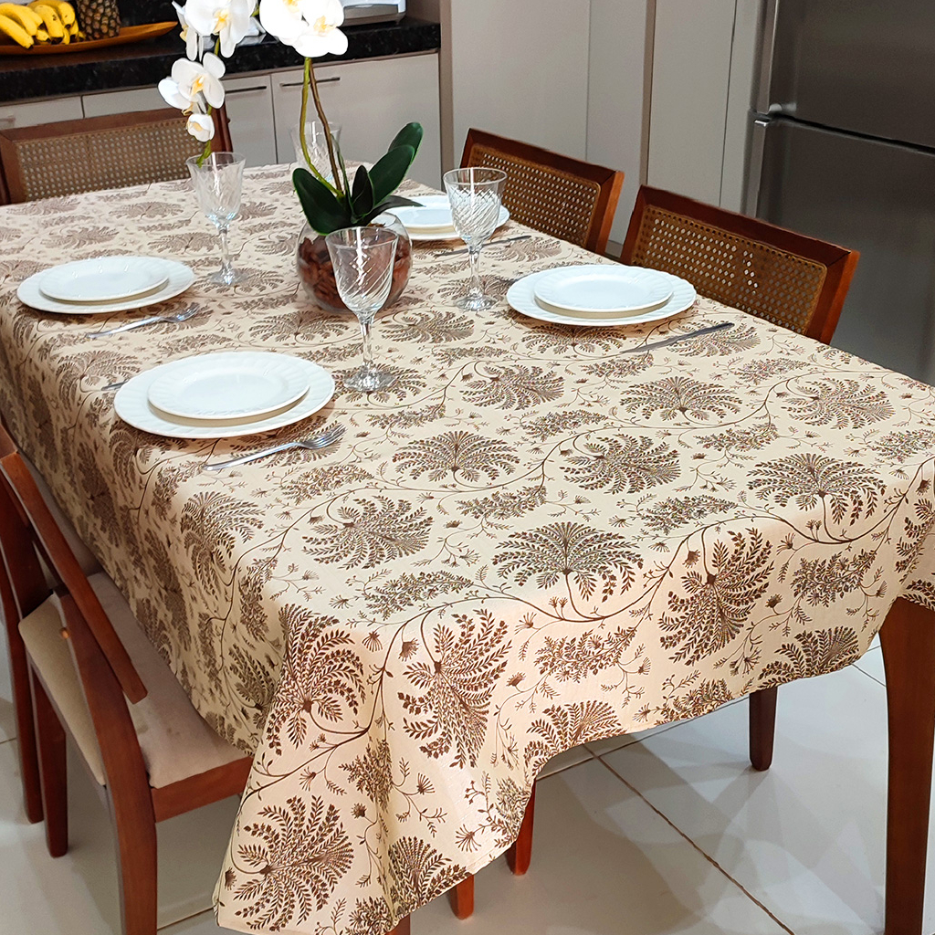 Toalha de Mesa Retangular 6 Lugares Linhão Estampado 2,20m X 1,40m Sala/Jantar Pingo de Ouro