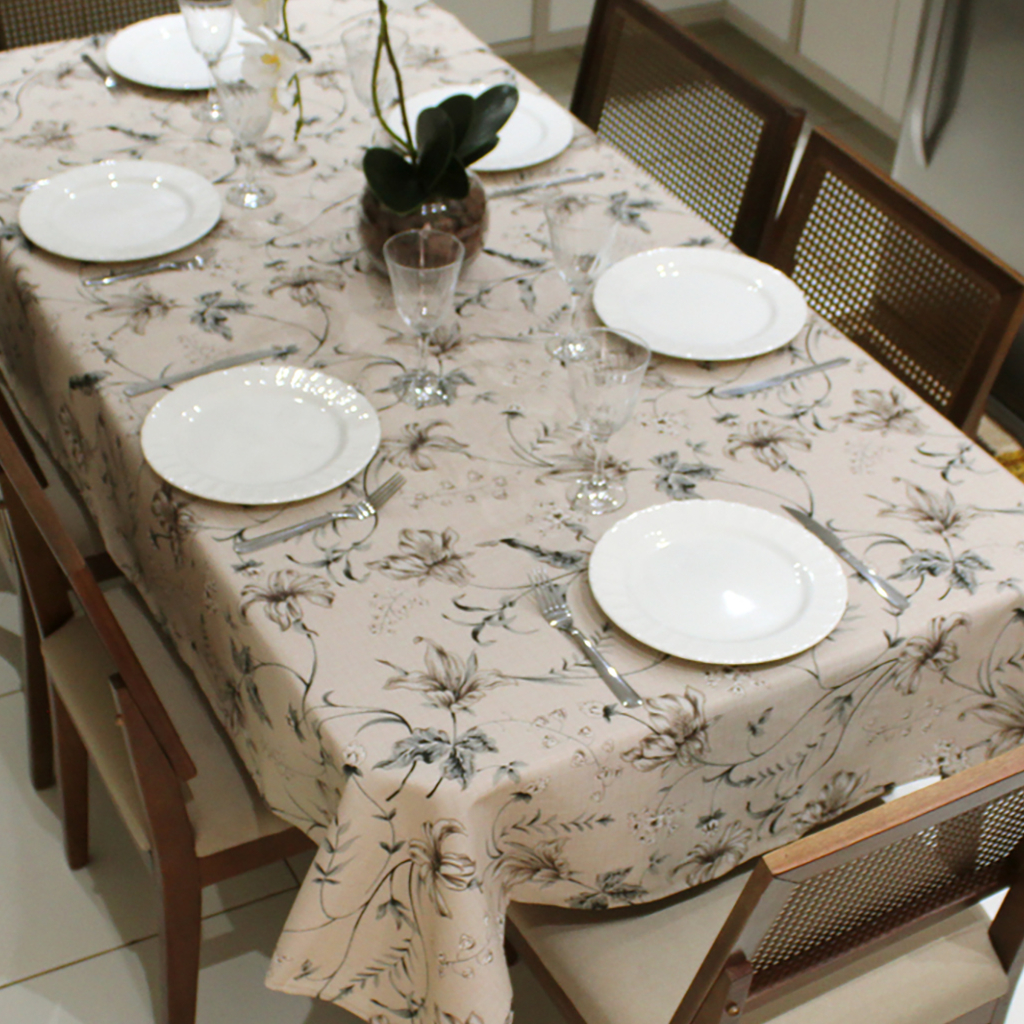 Toalha de Mesa Retangular 6 Lugares Linhão Estampado 2,20m X 1,40m Sala/Jantar