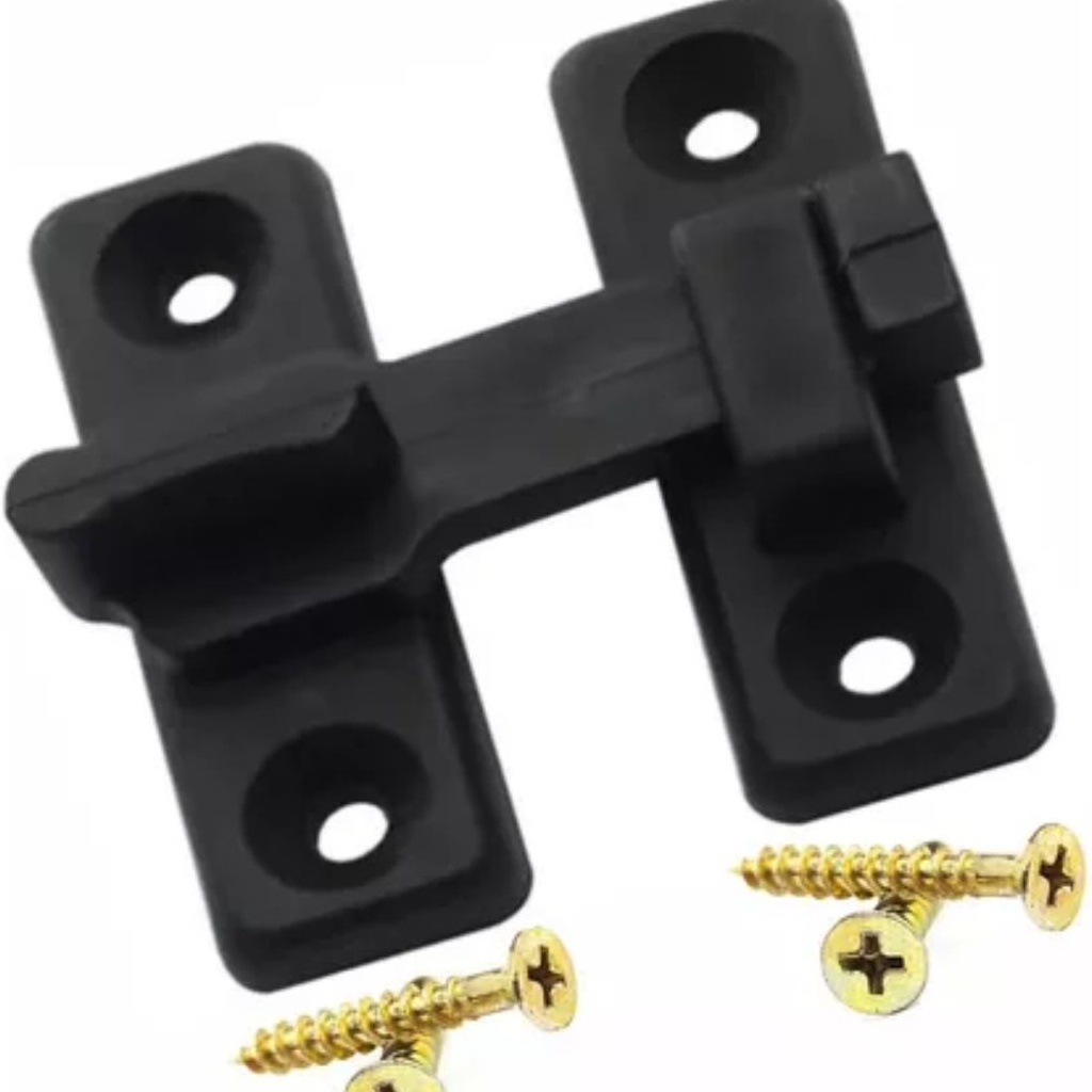 1x Fecho Trinco Plástico P/ Porta Sanfonada Preto C/ Parafusos em Oferta na Shopee