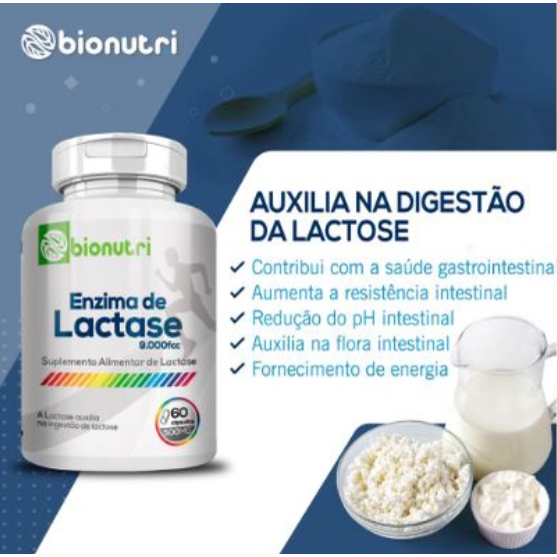 Enzima Lactase 120 Cápsulas 500mg Bionutri - Intolerância a Lactose