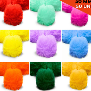 Pompom Pelúcia 50mm - Cores Diversas - Com 50 Unidades - BRX