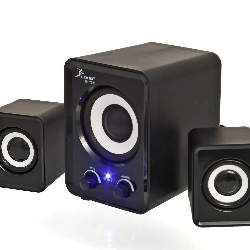 Caixa De Som 2.1 Com Subwoofer Usb P2 Potente 12W Para PC Notebook KP-7023