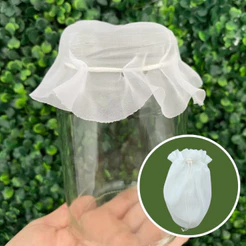 Coador + Tampa Voal Branco Para Kefir E Probióticos Vegetal Natural