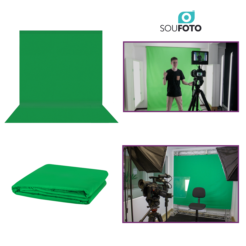 Fundo Fotográfico Chroma Key Verde em Tecido Poliéster com Bainha Sou Foto para Produções de Conteúdo