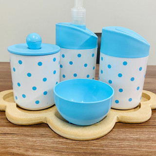 Kit Higiene Baby POA (bolinhas) /Bandeja Nuvem