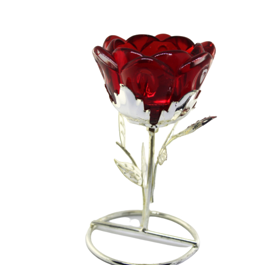 Castiçal De Vidro Em Formato De Rosa 13cm várias cores em Oferta na Shopee