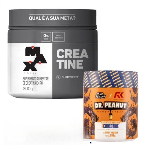 Creatina Max titanium 300g e Pasta Amendoim Dr Peanut