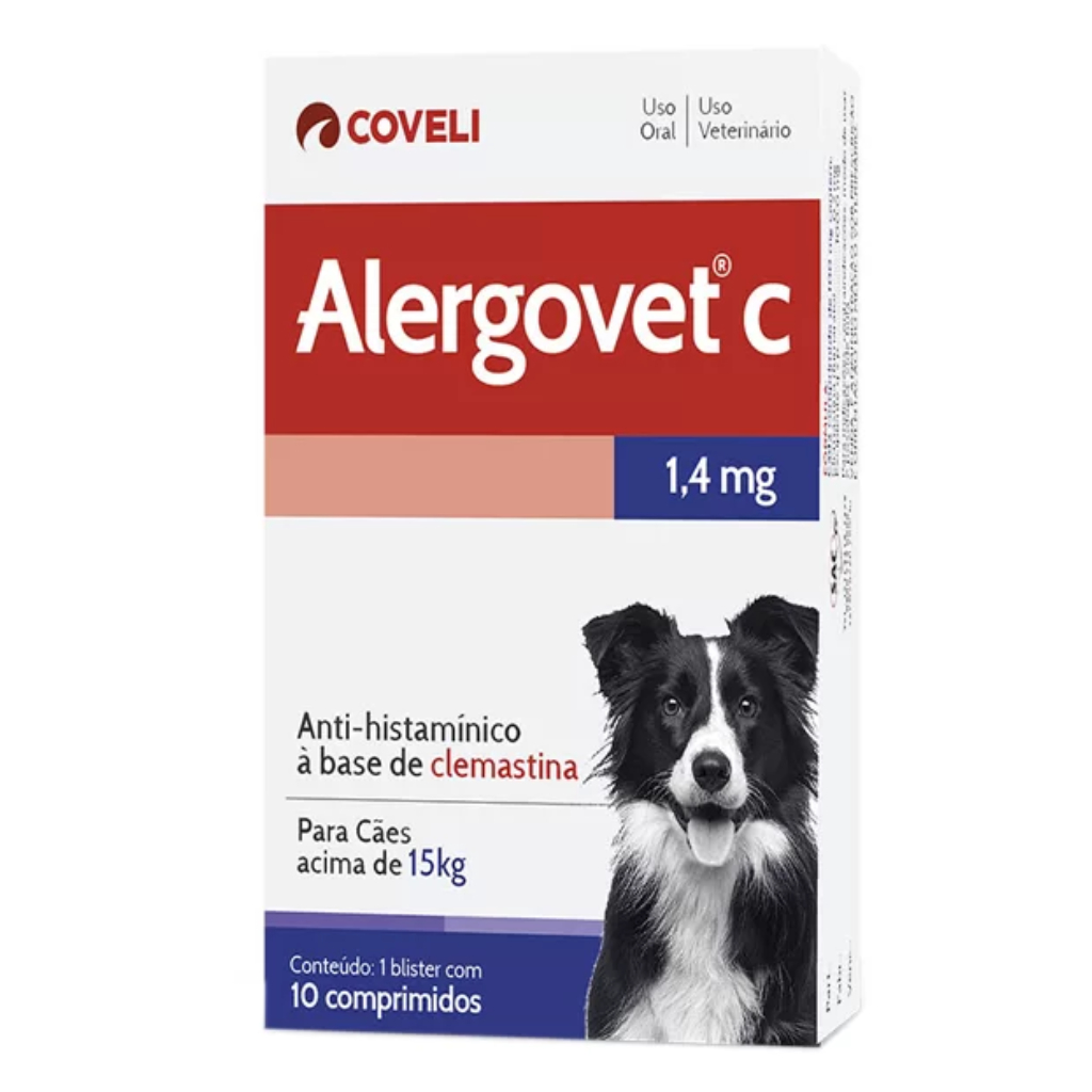 Antialérgico Alergovet C 1,4 mg Para Cães Acima 15 kg - 10 Comprimidos Coveli - Pets