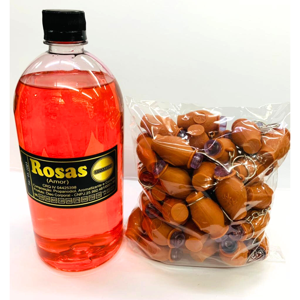 Kit 01 Litro de Óleo Rosas + 01 Pct de Botija Marrom C/50 Unidades