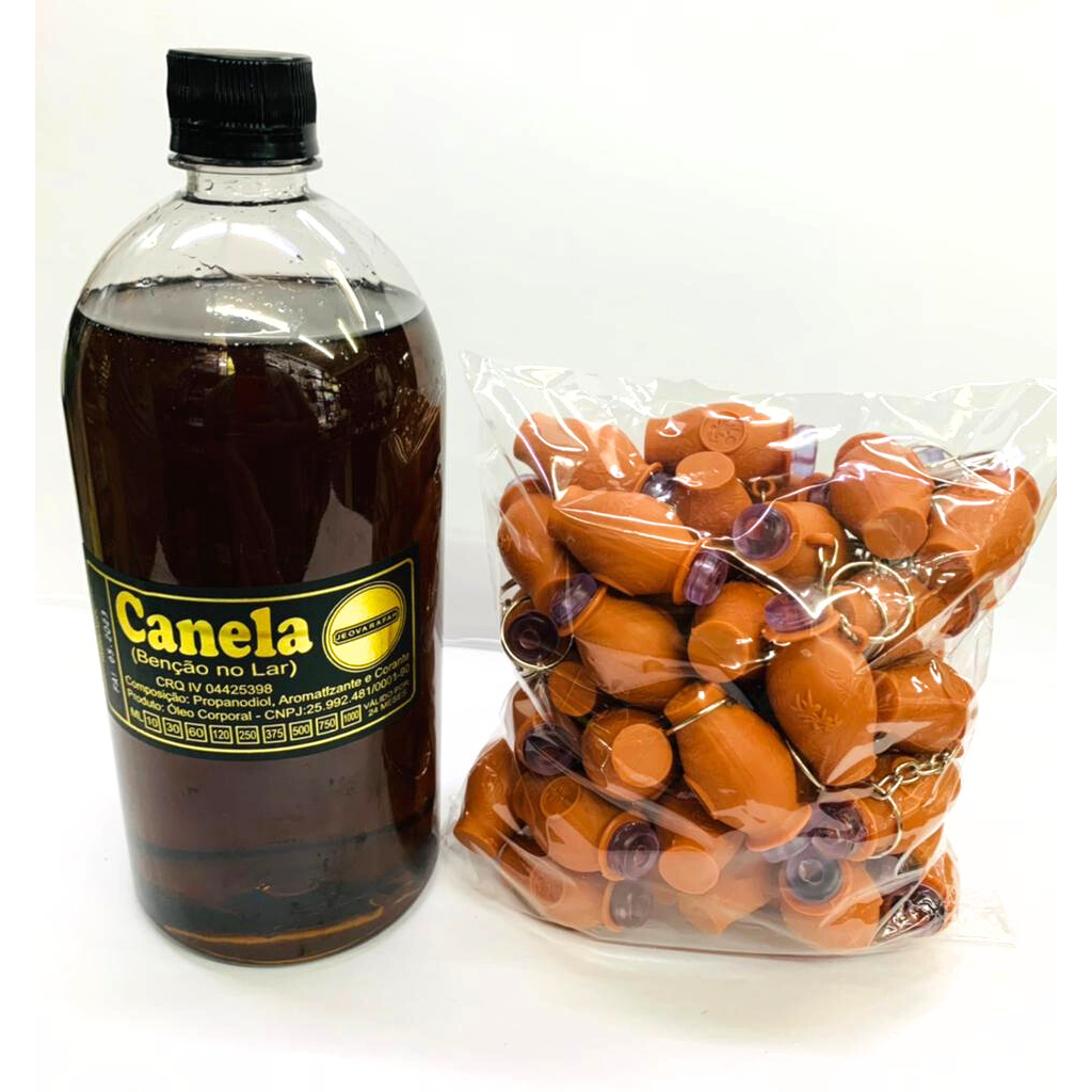 Kit 01 Litro de Óleo Canela + 01 Pct de Botija Marrom C/50 Unidades