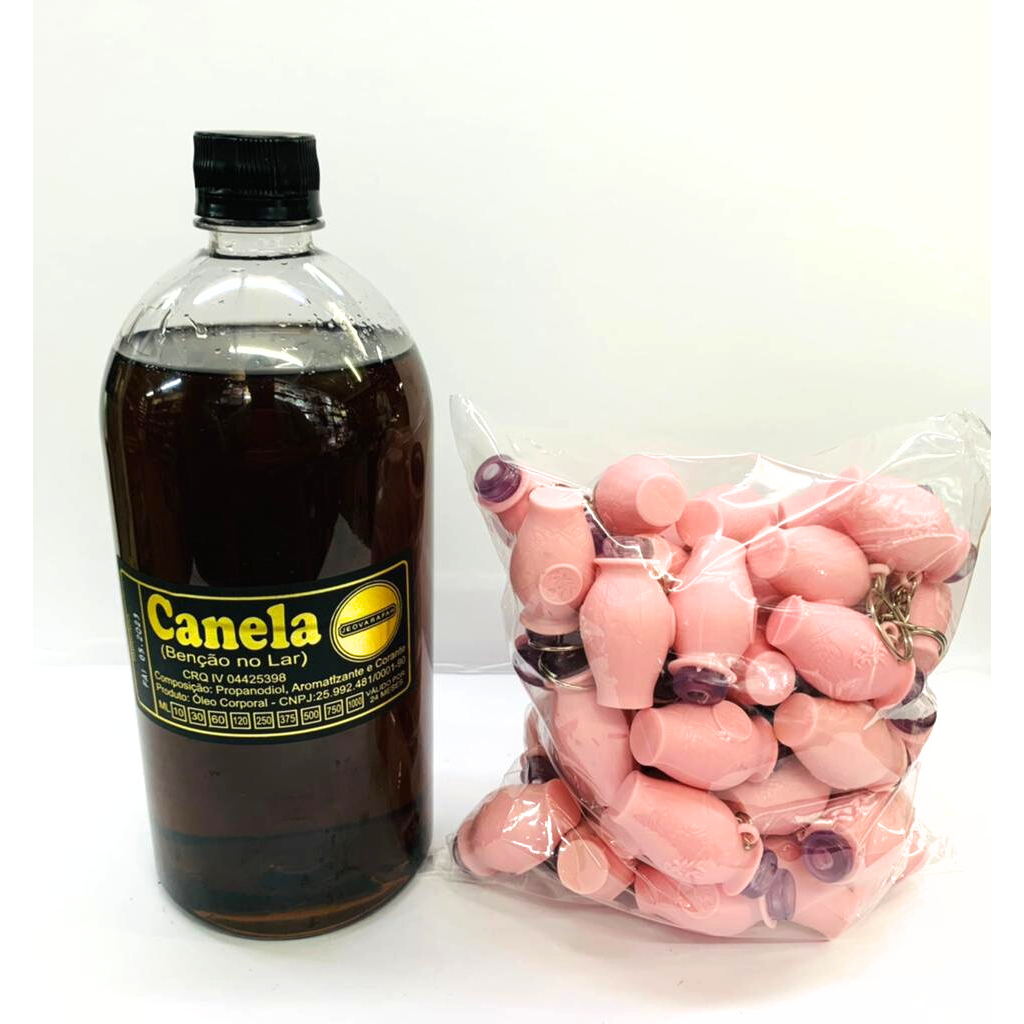 Kit 01 Litro de Óleo Canela + 01 Pct de Botija Rosas C/50 Unidades