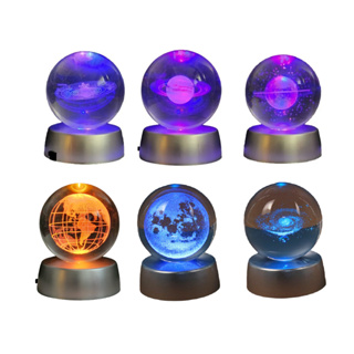Enfeite Decorativo Mini Globo De Vidro Maciço Luminária Led Sistema Solar/ Planeta Terra/ Saturno/ Galáxia em Oferta na Shopee