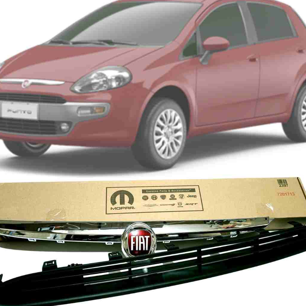 Kit Grade Superior + Friso Cromado + Emblema Fiat Punto Essence Sporting Attractive 2013 2014 2015 2016 a 2019