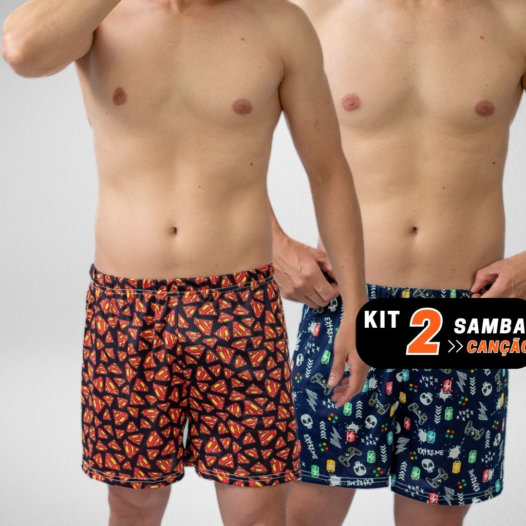 Kit 2 Samba Canção  Pijamas Masculino Short para Dormir Descansar Lazer Produto de Qualidade