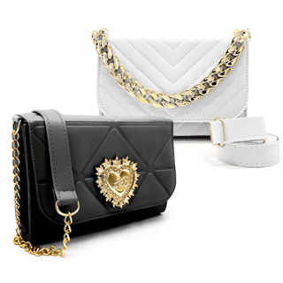 Kit 2 Bolsas Feminina Coração Transversal E Bolsa Transversal E Mão Bordada