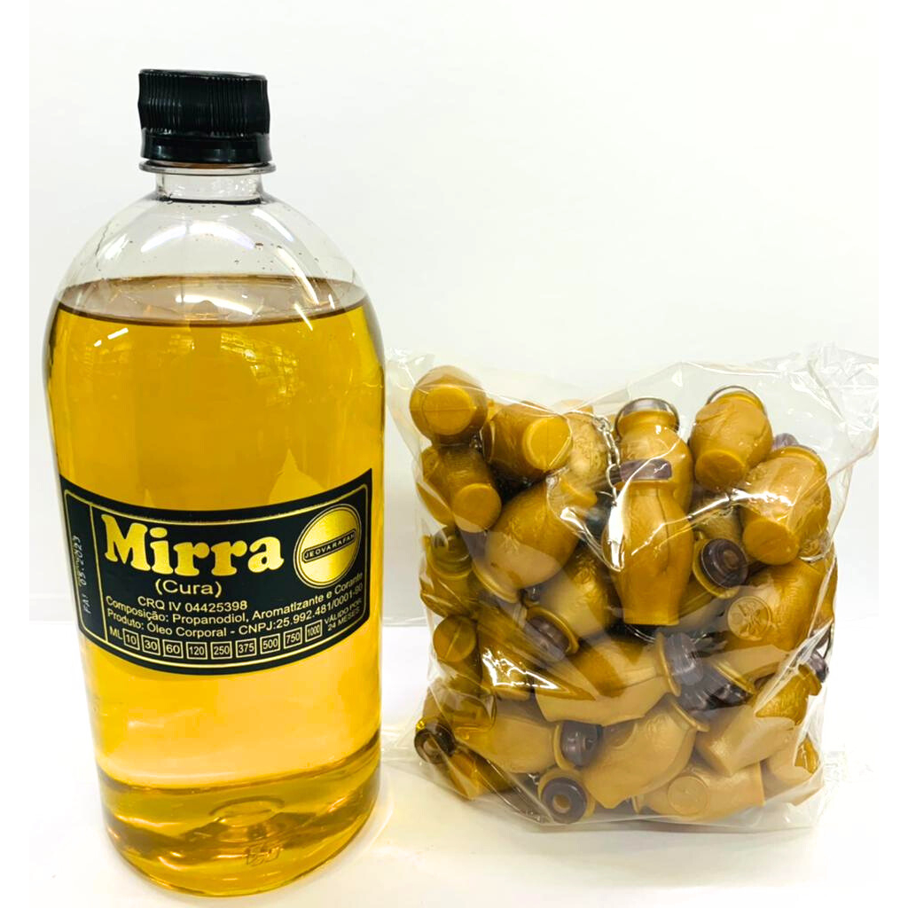 Kit 01 Litro de Óleo MIrra + 01 Pct de Botija Dourado C/50 Unidades