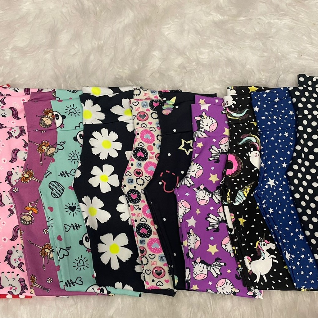 Calça Legging Suplex Moda Infantil Estampas Variadas