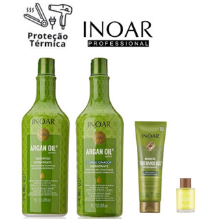 Kit Argan Oil (Shampoo 1L+Condicionador 1L + Defrizante Thermoliss Argan 240ml + óleo de argan 7mL)