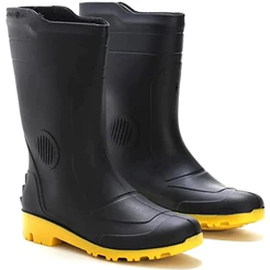 BOTA PVC CHUVA GALOCHA MOTOBOY IMPERMEÁVEL PRETO COM SOLADO AMARELO BRACOL