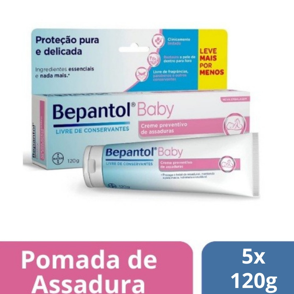 Kit 5 Bepantol Baby 120g cada - Pomada de Assadura