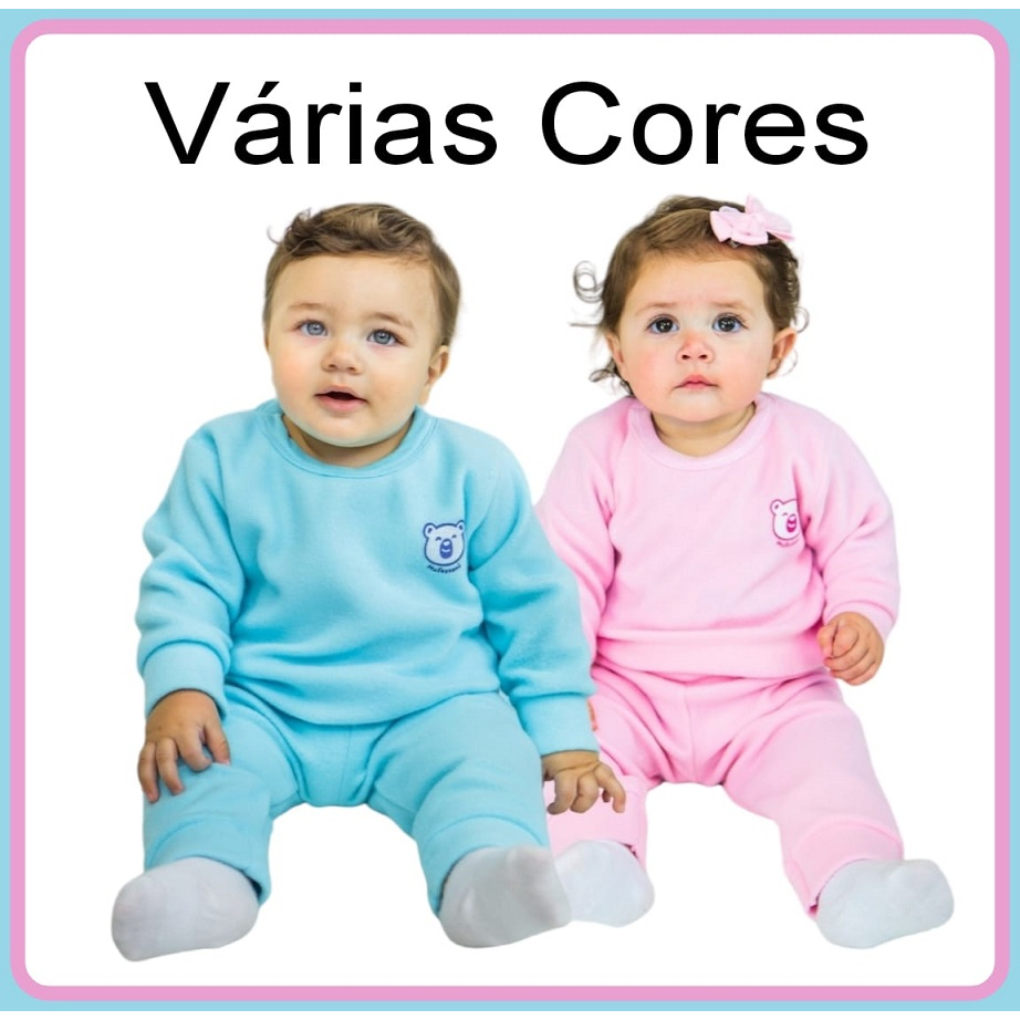 Conjunto Pijama Unisoft bebe infantil inverno menino e menina em Oferta na Shopee