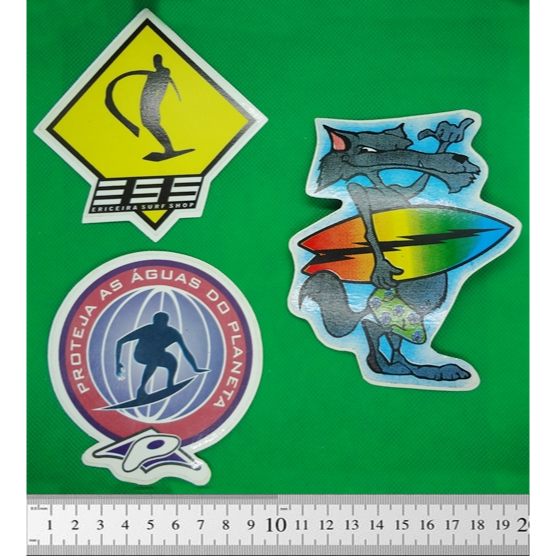 Adesivo Vintage Para Carro de Surf Meio Ambiente Prancha (3 Adesivos)