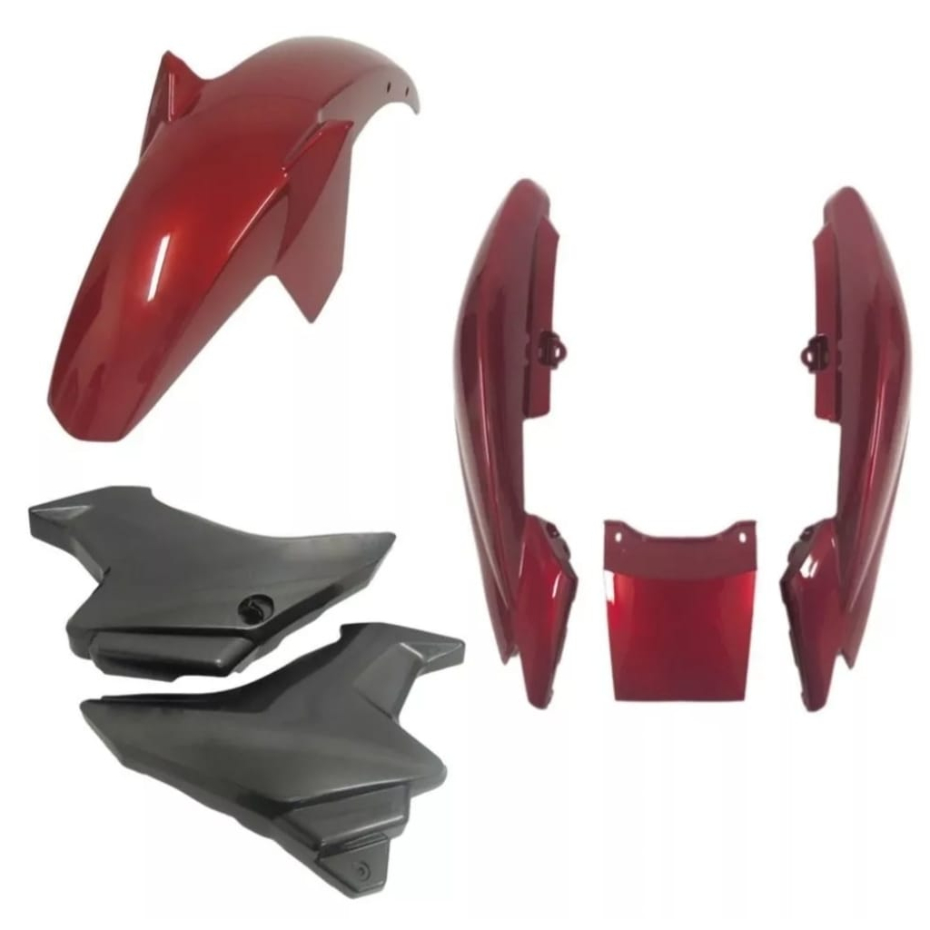 Carenagem Rabeta Paralama E Tampa Ybr 125 Factor 2009 A 2012 Vermelho