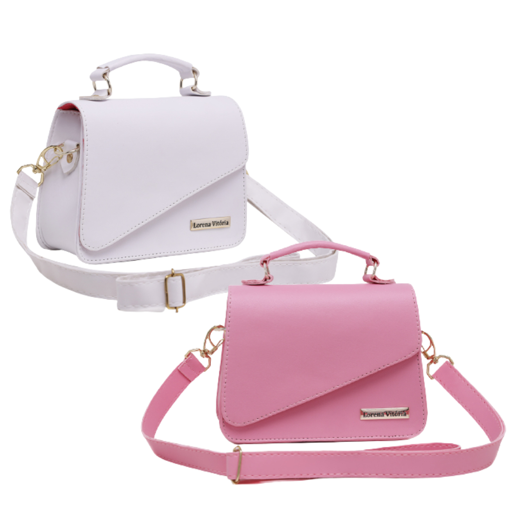KIT 2 BOLSAS MINI TRANSVERSAL ESTILO MALETA ALÇA COM REGULAGEM