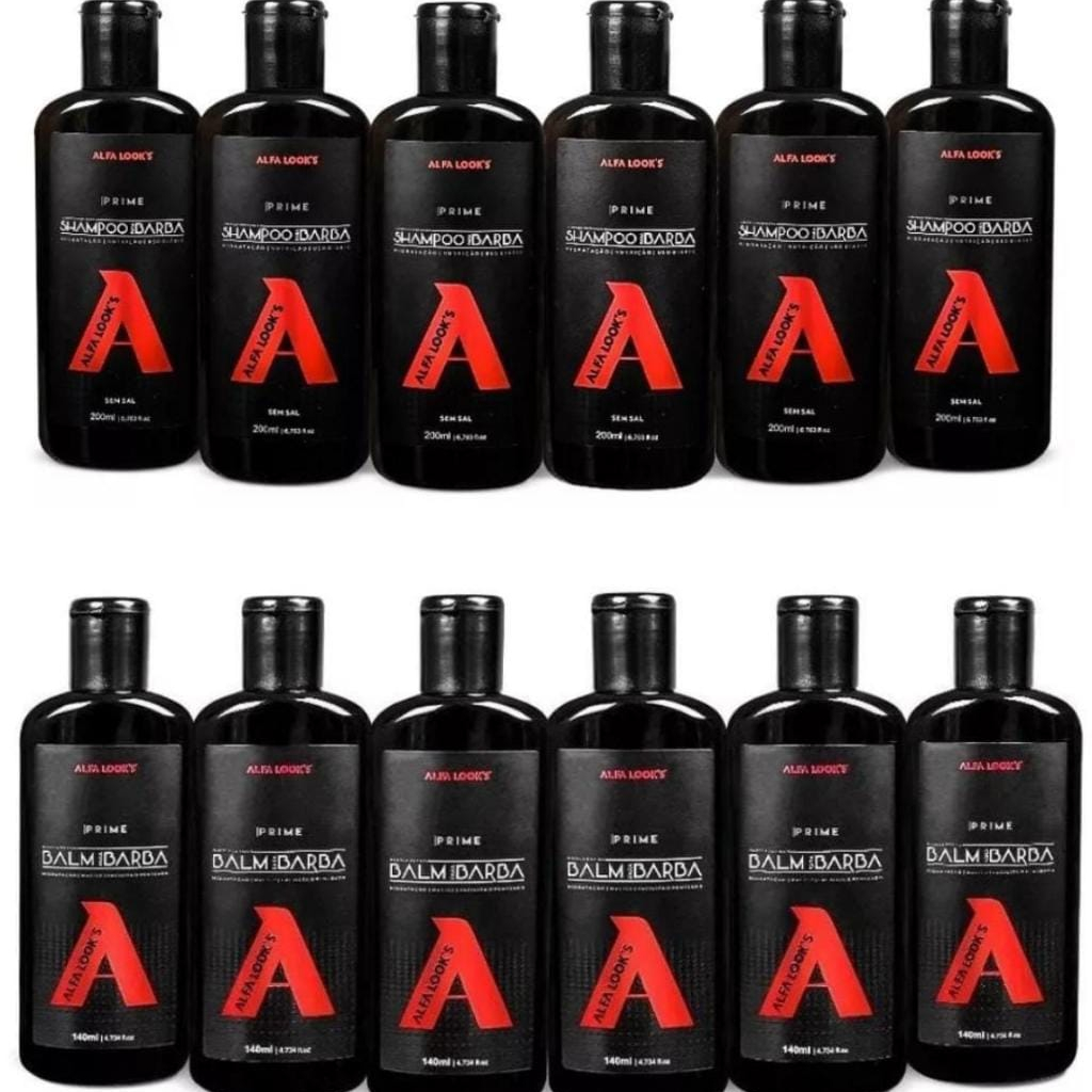 kit alfa looks 6 de cada shampoo para barba e balm para barba 120ml