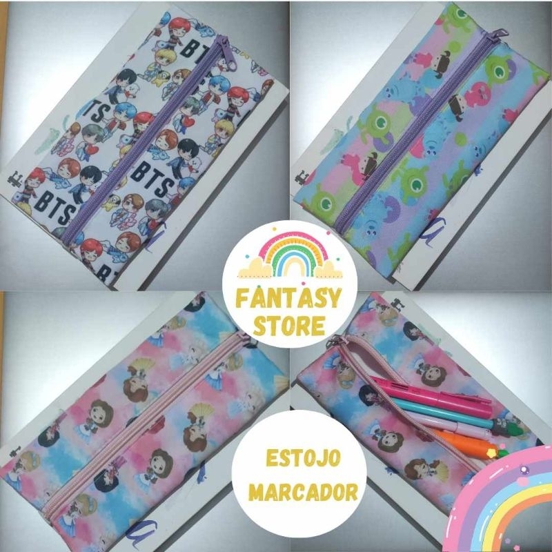 Estojo marcador de páginas para livro caderno - BTS BT21 Monstros SA Princesas