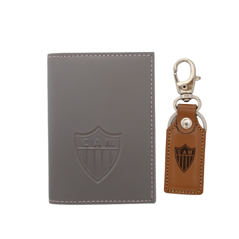 Kit Carteira Porta Documento Atlético mineiro Chaveiro Couro luxo com Gancho e Argola de Metal em Oferta na Shopee