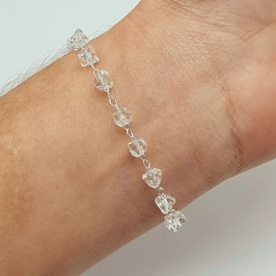 PULSEIRA CRISTAIS BANHADO A PRATA 925 em Oferta na Shopee