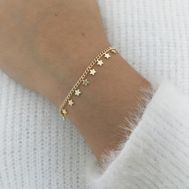 Pulseira de Estrelas Folheado Banhada A Ouro 18k em Oferta na Shopee