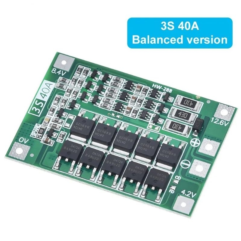Placa de Proteção BMS 3S 40A 12,6V - Bateria Lipo Li-ion lítio 18650