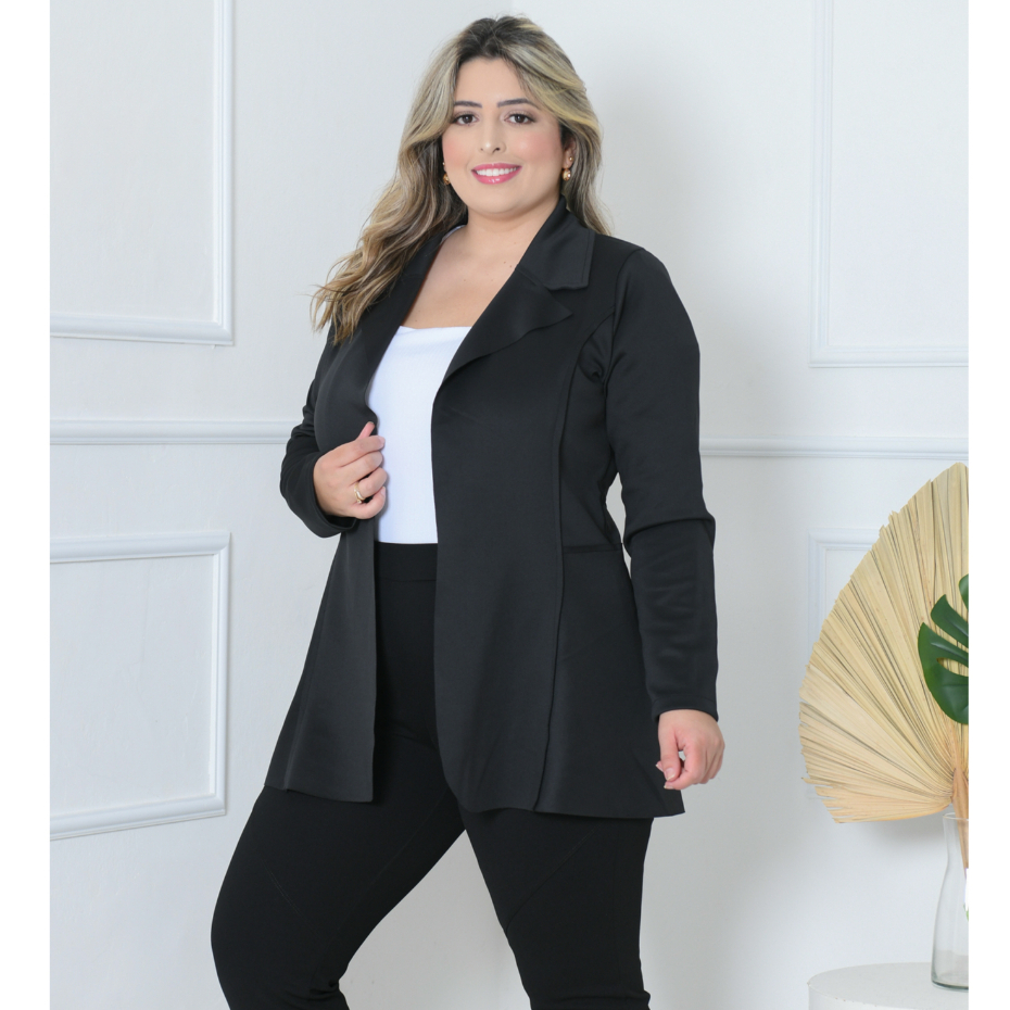 Blazer Sobretudo feminino neoprene LONGO plus size G1 G2 G3 em Oferta na Shopee
