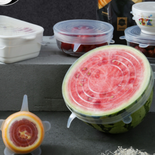 6 Tampas  De Silicone  São Reutilizáveis  Flexíveis E Laváveis Na Cozinha