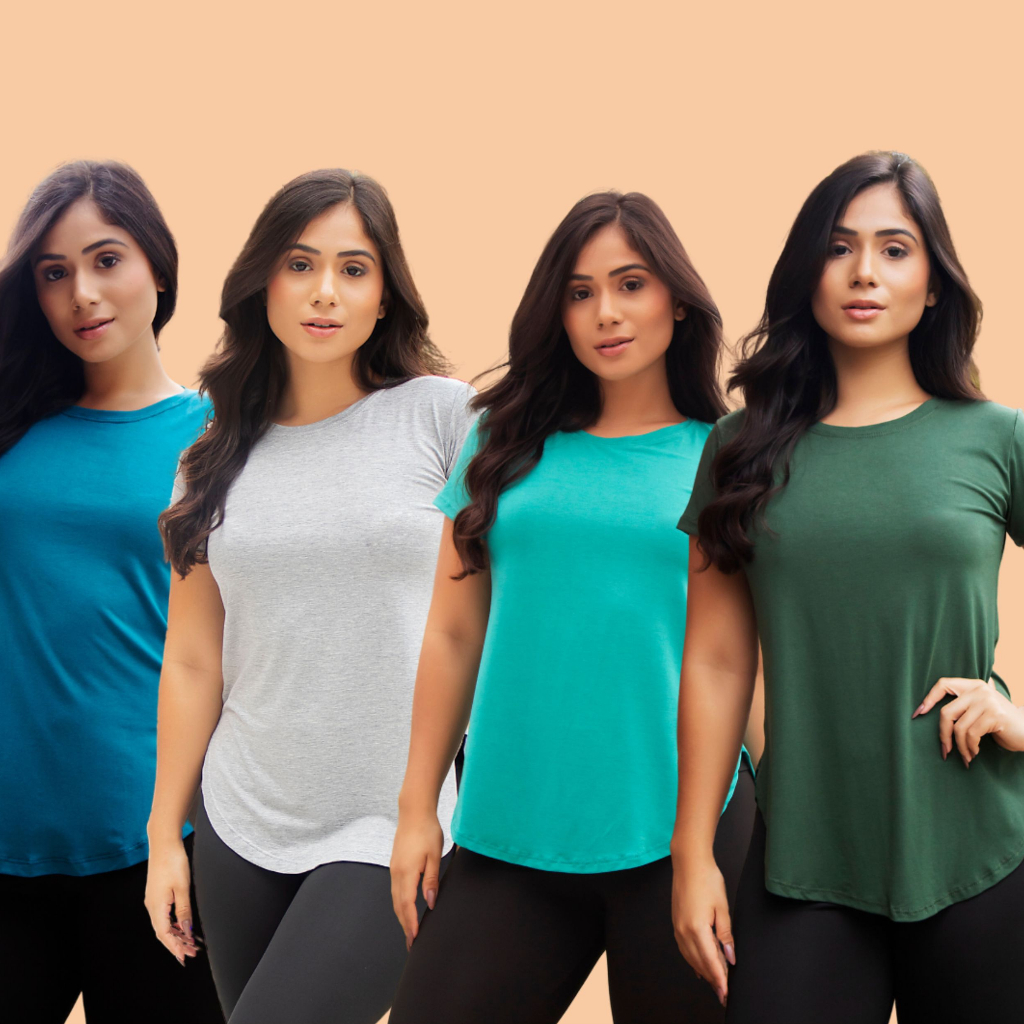 Kit 4 Blusas Mullet Feminina T-shirt Sobre Legging Tapa Bumbum Viscolycra Academia Fitness Blogueira